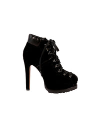 Platform boots in velvet - Black