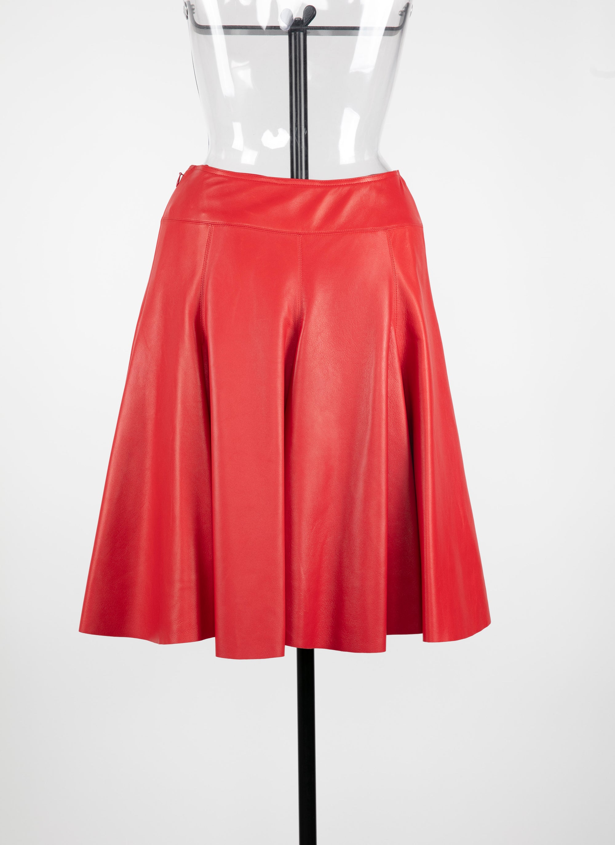 Leather Plunge skirt - Red