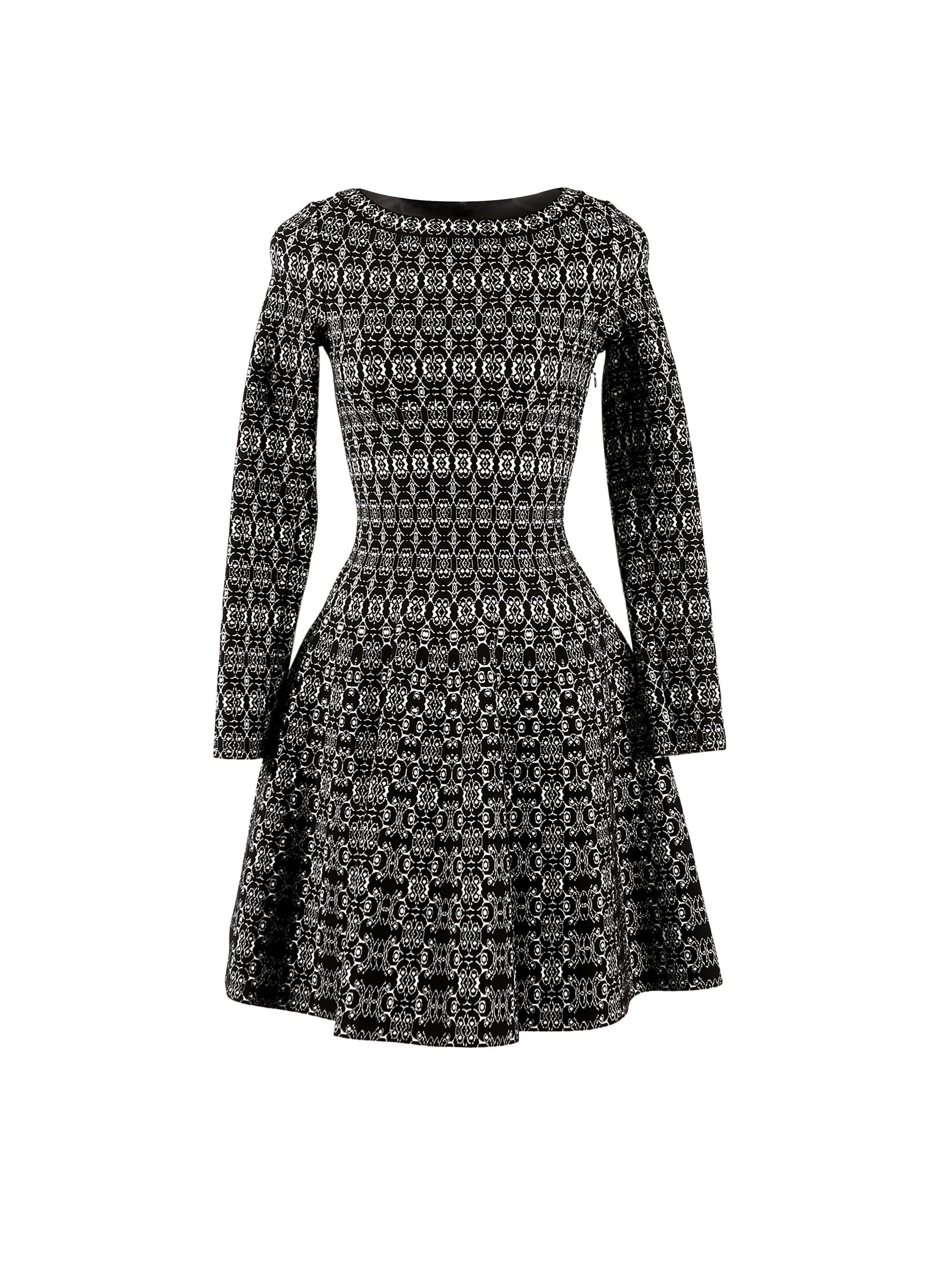 Robe à manches longues Alhambra en maille - Noir & Blanc