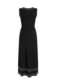Sleeveless maxi dress Triangle in mesh - Black