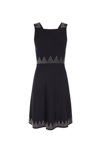 Sleeveless short dress Triangle knit - Black