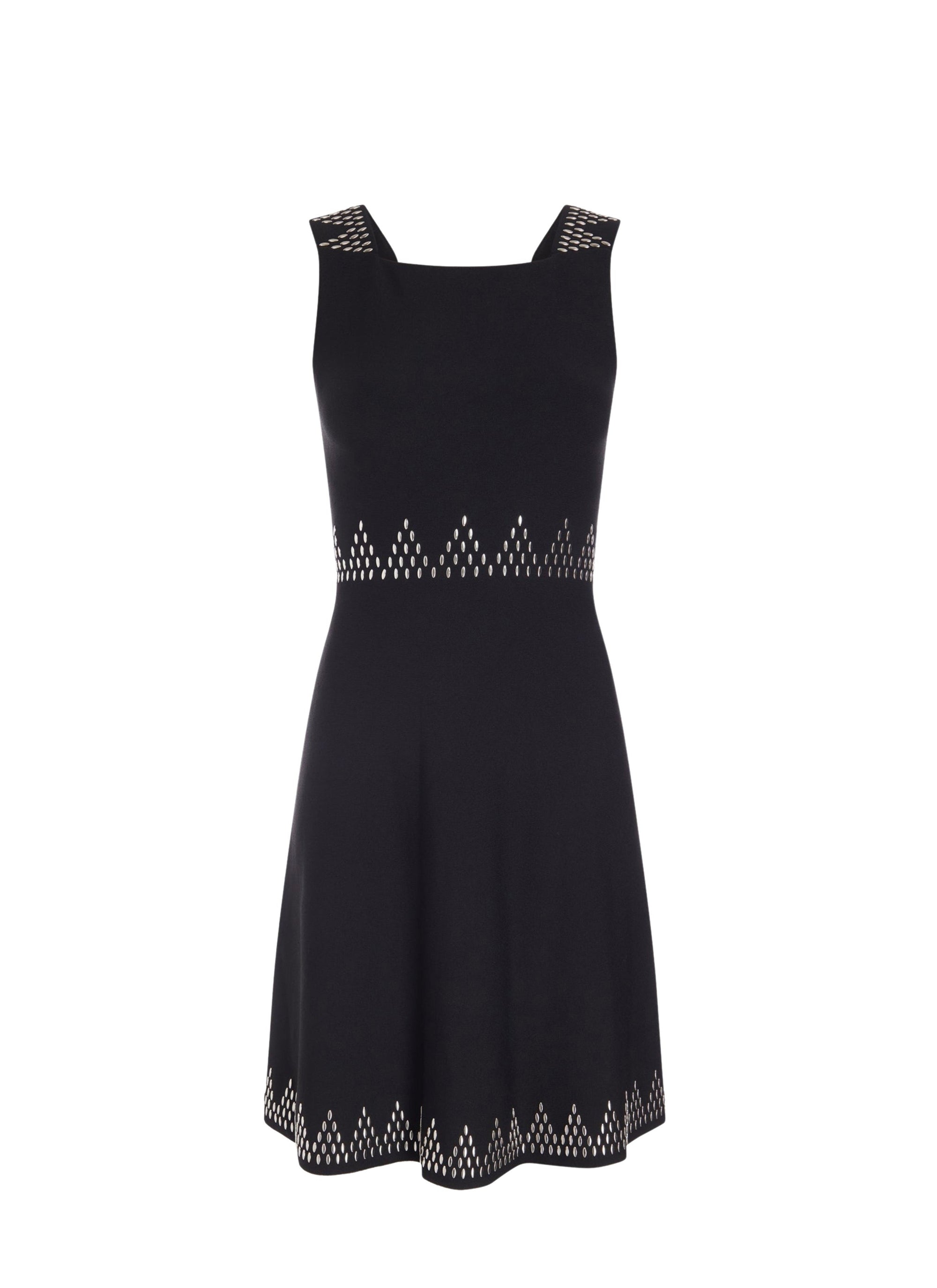 Sleeveless short dress Triangle knit - Black