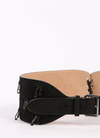 Elaphe tassel belt in leather - Black