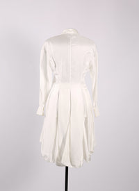 Long sleeve dress in silk - White