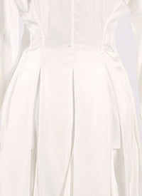 Long sleeve dress in silk - White