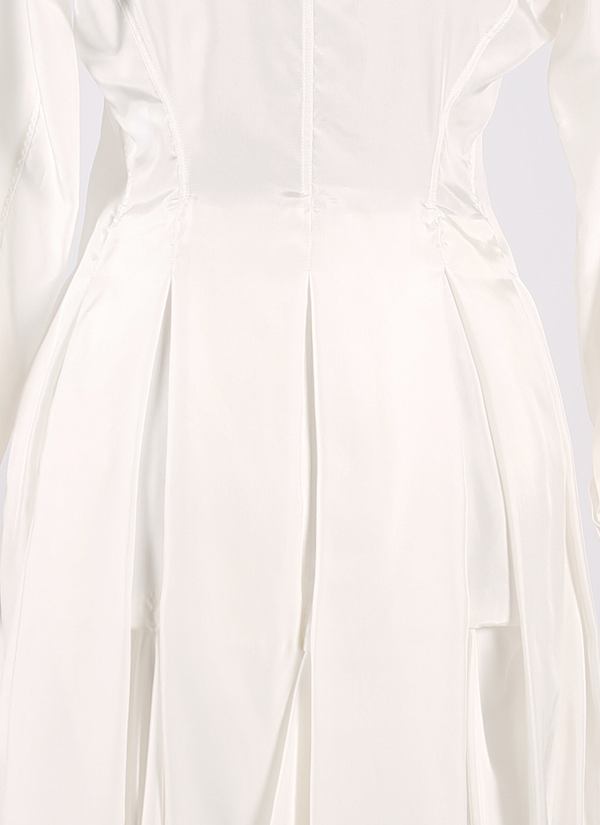 Long sleeve dress in silk - White