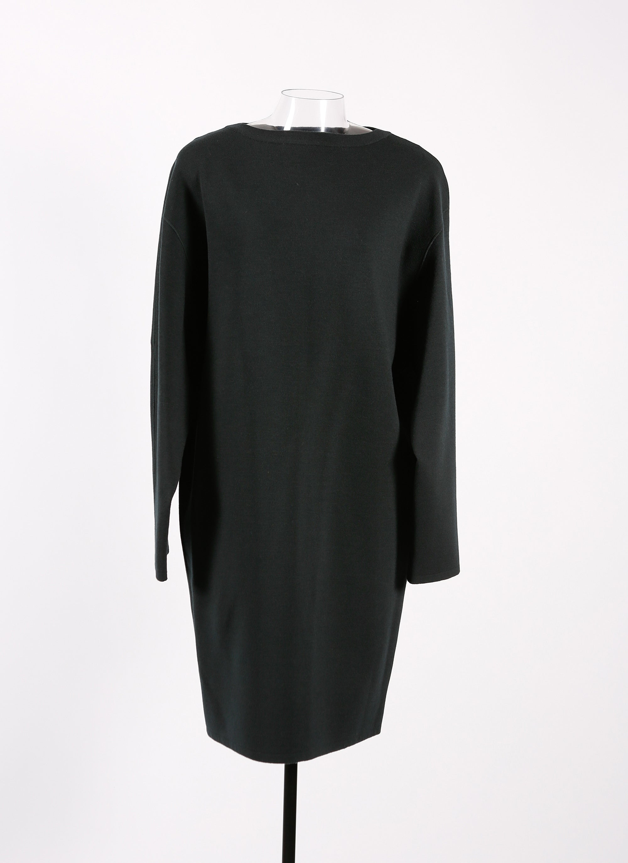 Robe droite à manches longues en laine - Noir