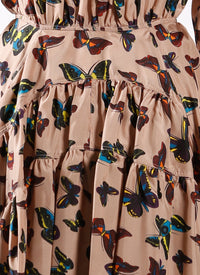 Robe à manches longues papillon en soie - Chair