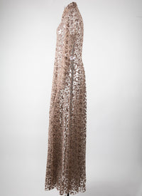 Long-sleeved tulle dress - Flesh & Black