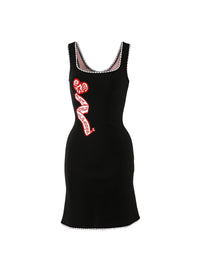 Robe courte sans manches Mon Cœur en maille - Noir & Rouge