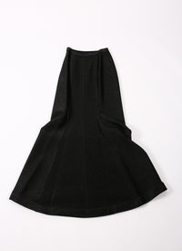 Jupe longue en rafia - Noir