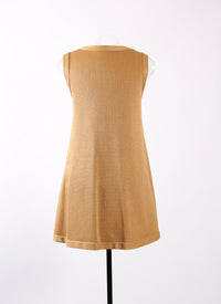 Raffia sleeveless tunic - Chamois