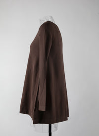Long sleeve knitted jumper - Chocolate