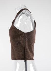 Raffia sleeveless top - Chocolate
