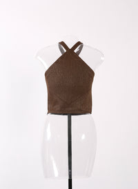 Raffia sleeveless top - Chocolate