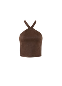 Raffia sleeveless top - Chocolate