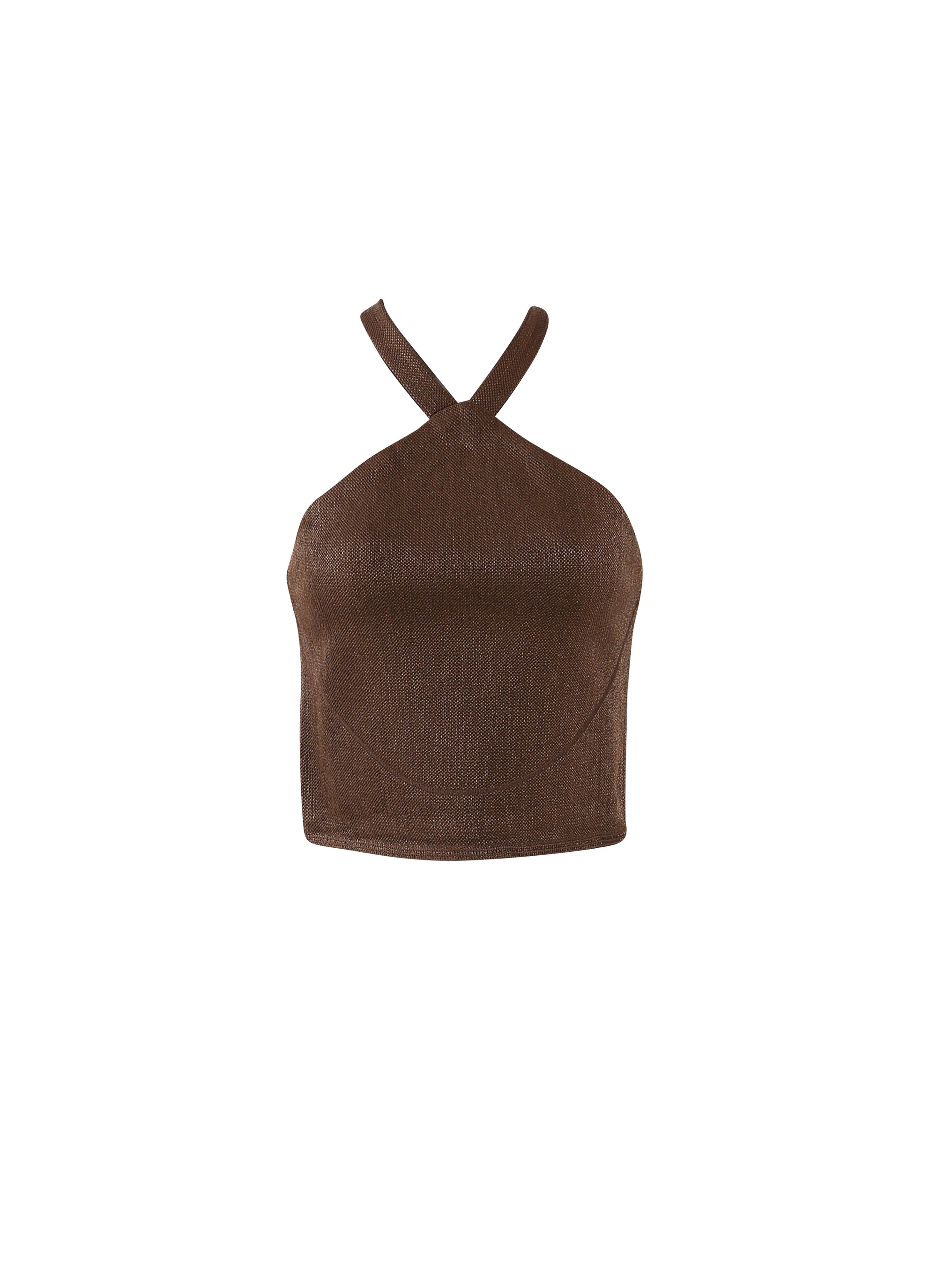 Raffia sleeveless top - Chocolate