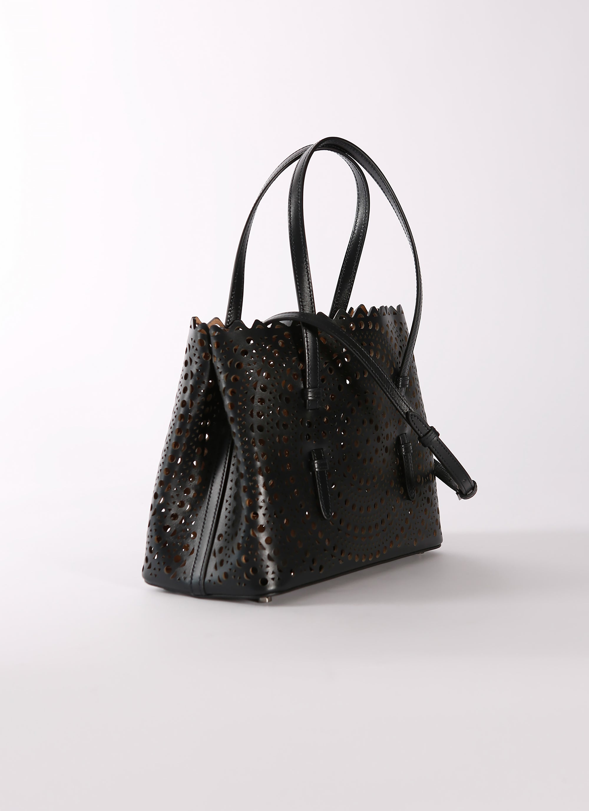 Petit sac Mina ajouré en cuir - Nuit