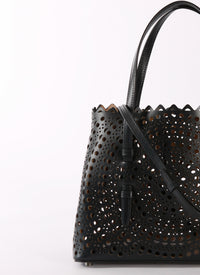 Petit sac Mina ajouré en cuir - Nuit