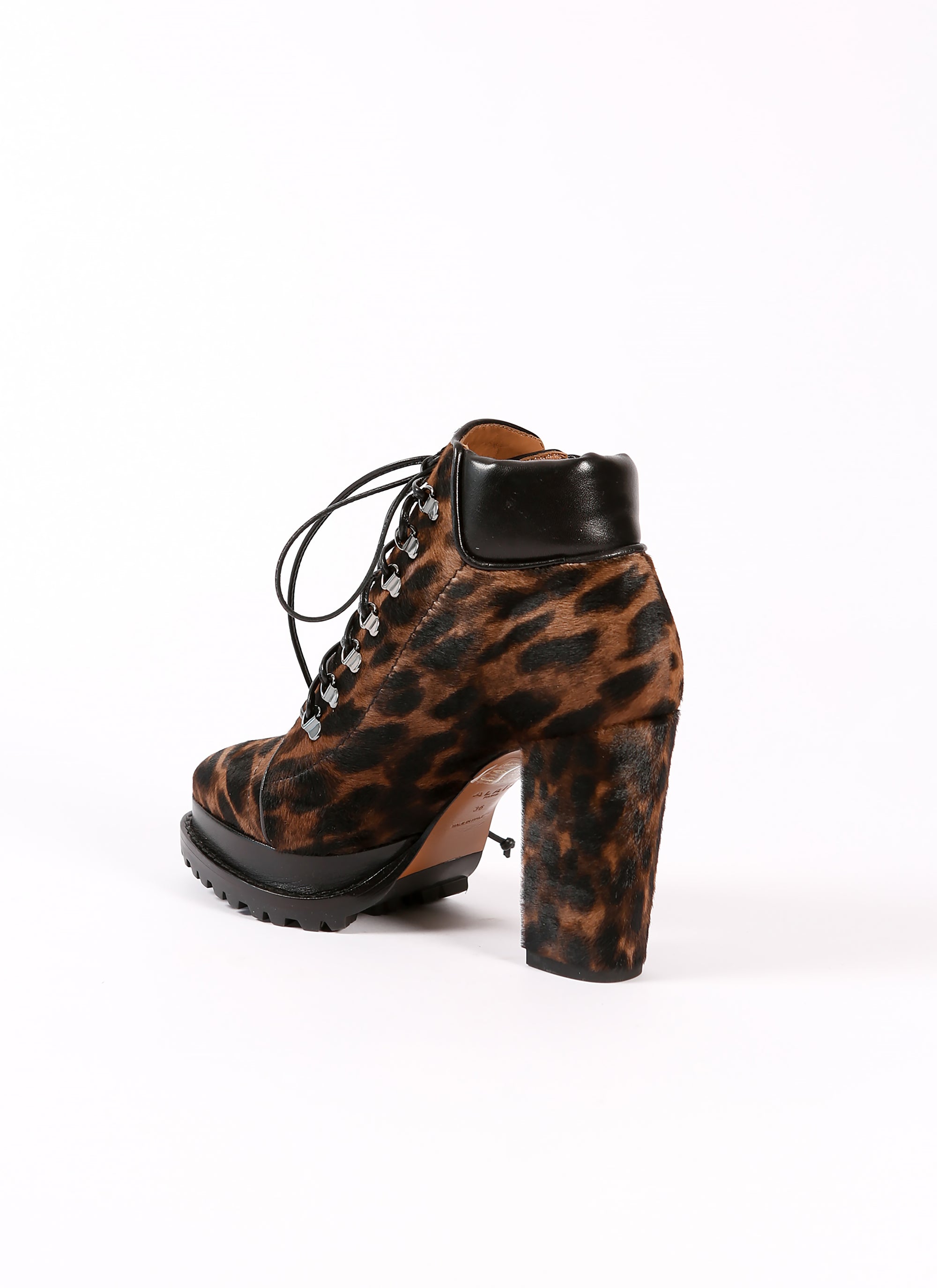 Leather print boots - Brown & Black