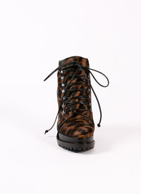 Leather print boots - Brown & Black
