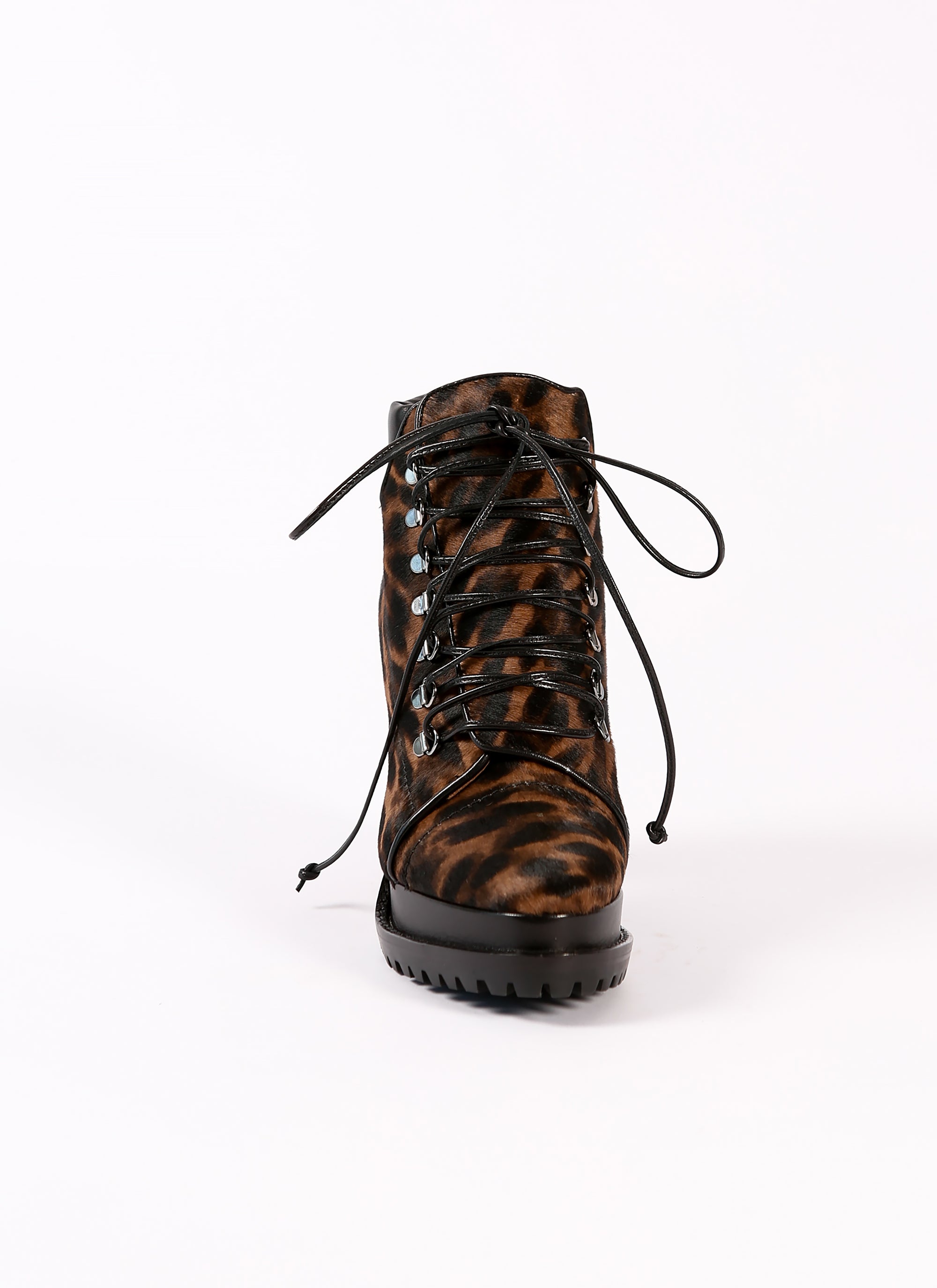 Leather print boots - Brown & Black