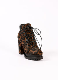 Leather print boots - Brown & Black