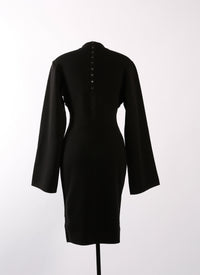 Robe à manches longues Ingenue en laine - Noir