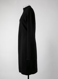 Robe à manches longues Ingenue en laine - Noir