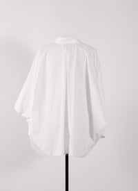 Chemise à manches larges en popeline japonaise - Blanc
