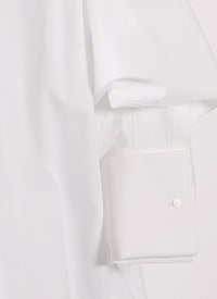 Chemise à manches larges en popeline japonaise - Blanc