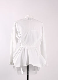 Japanese poplin fitted and pleated shirt - White
