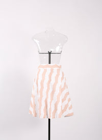 Regular striped skirt - White & Pink