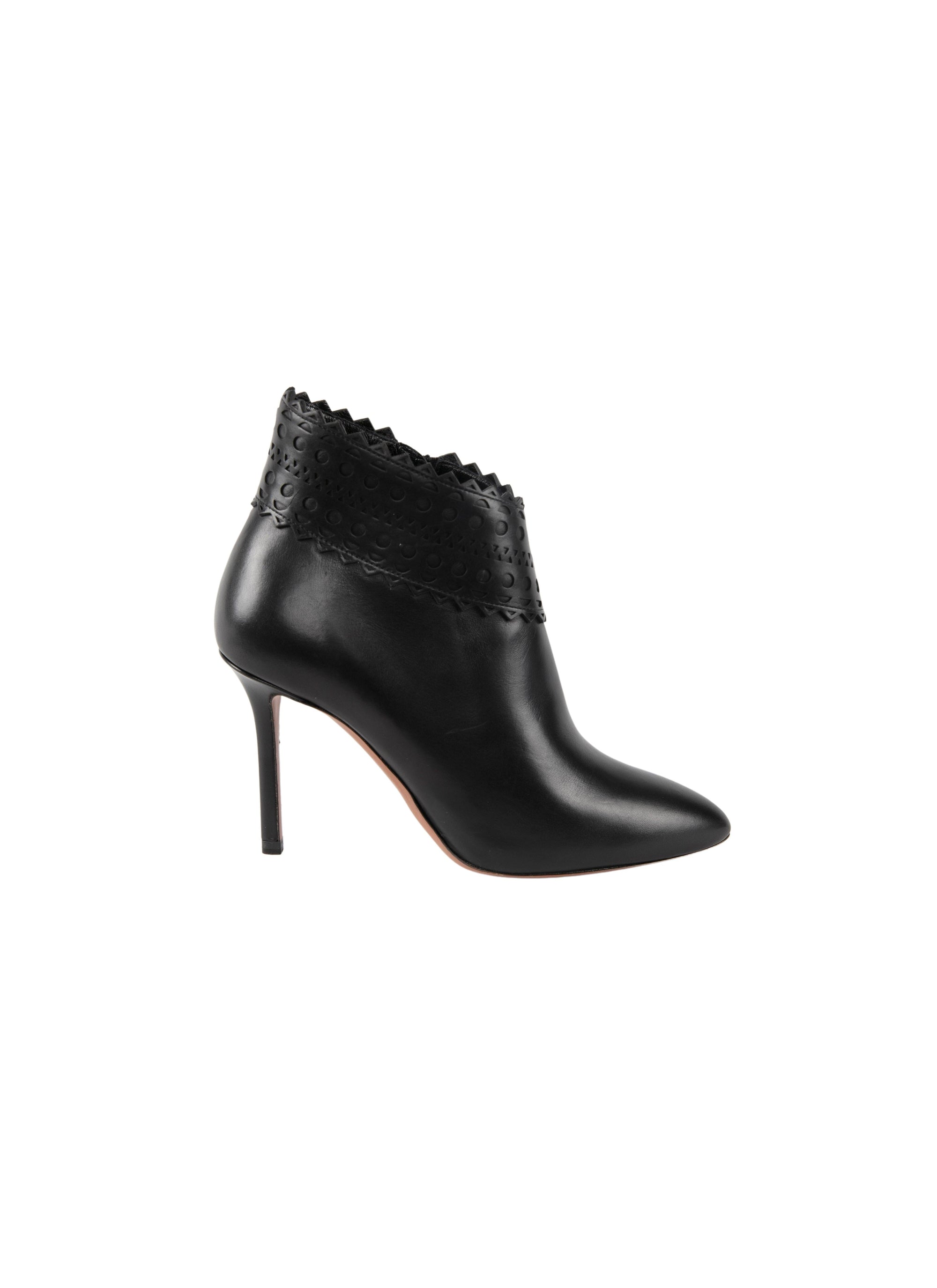 Bottines ajourées en cuir - Noir
