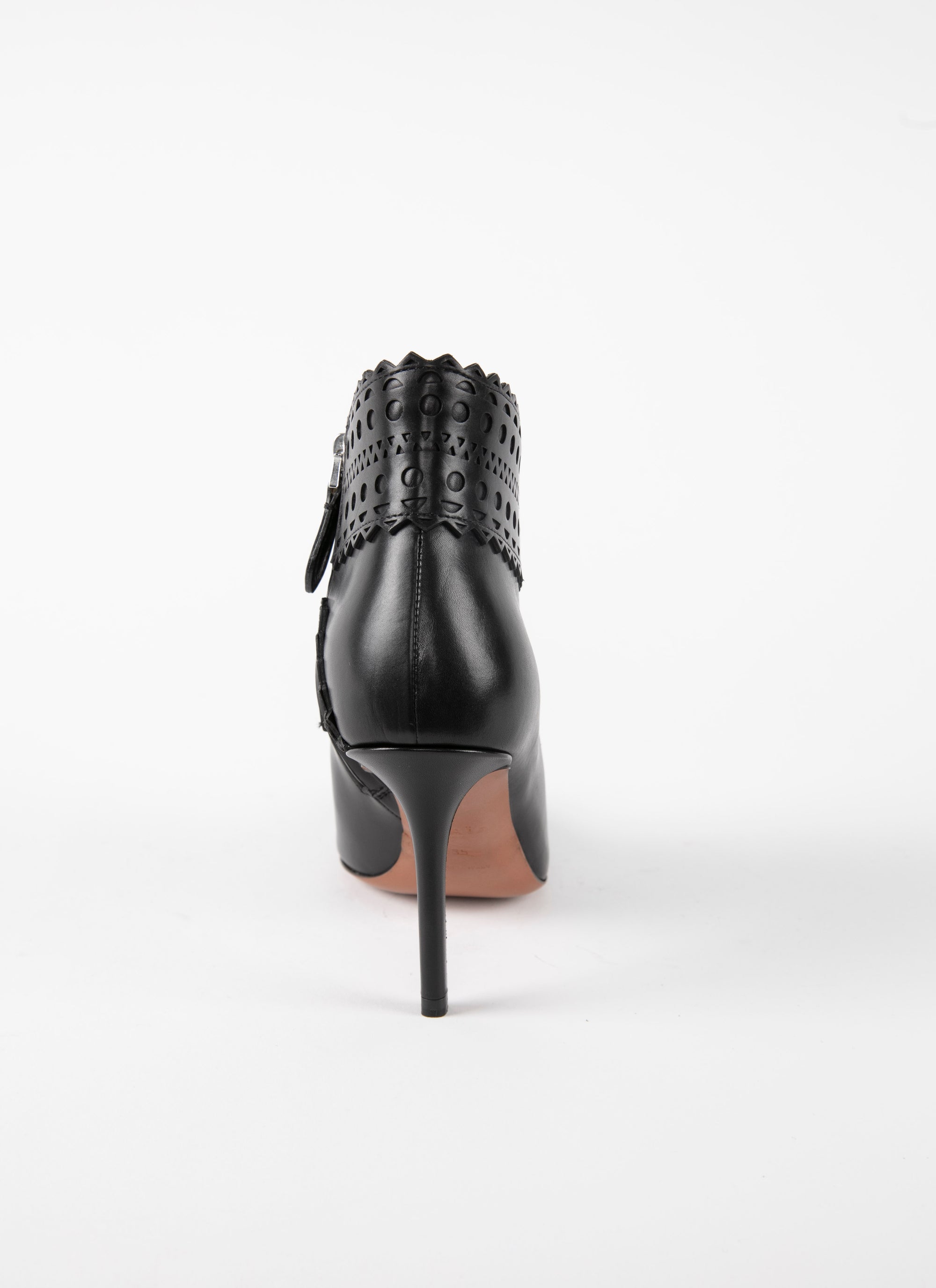 Bottines ajourées en cuir - Noir