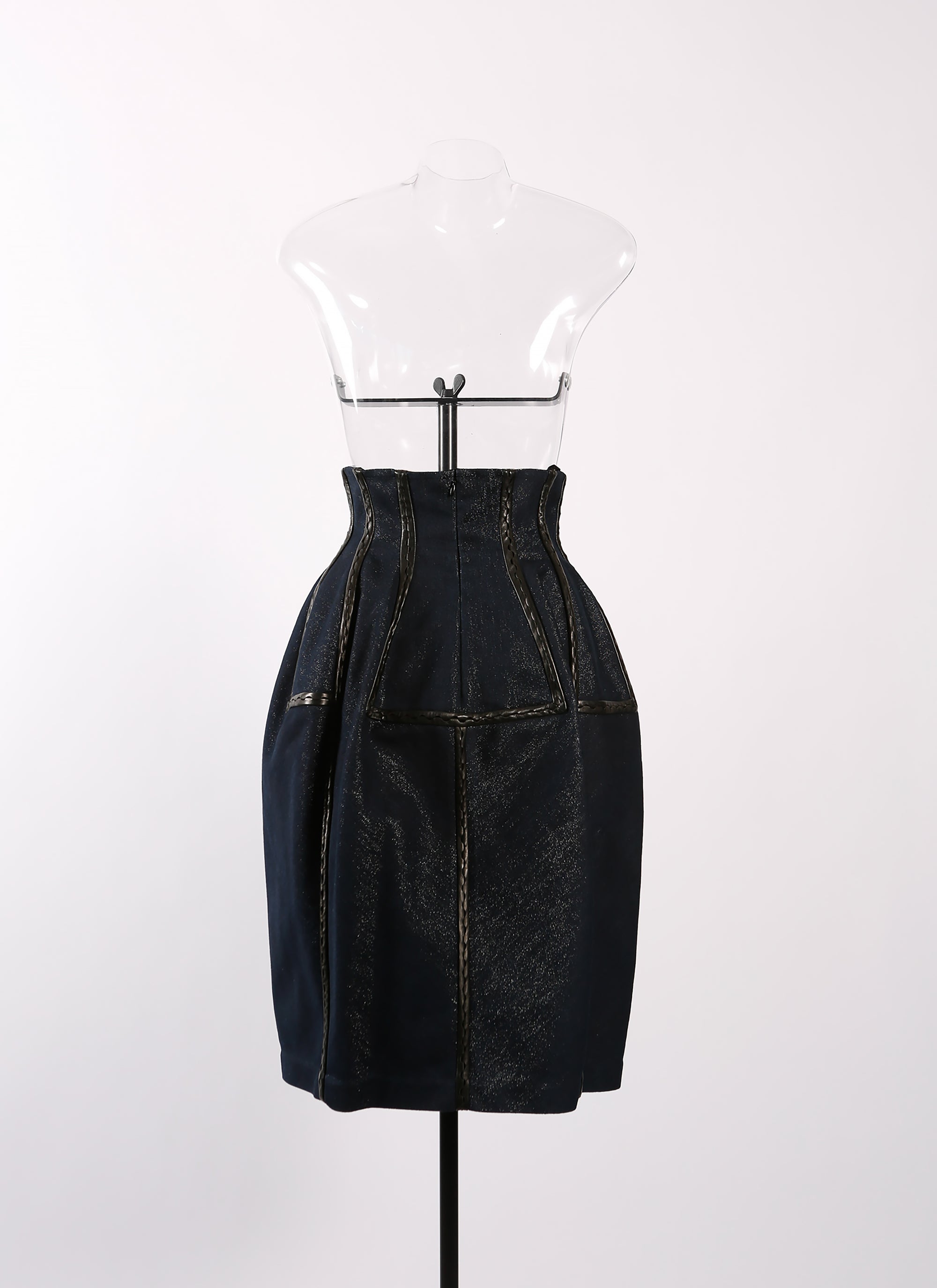 Jupe cintrée en denim - Bleu & Argent