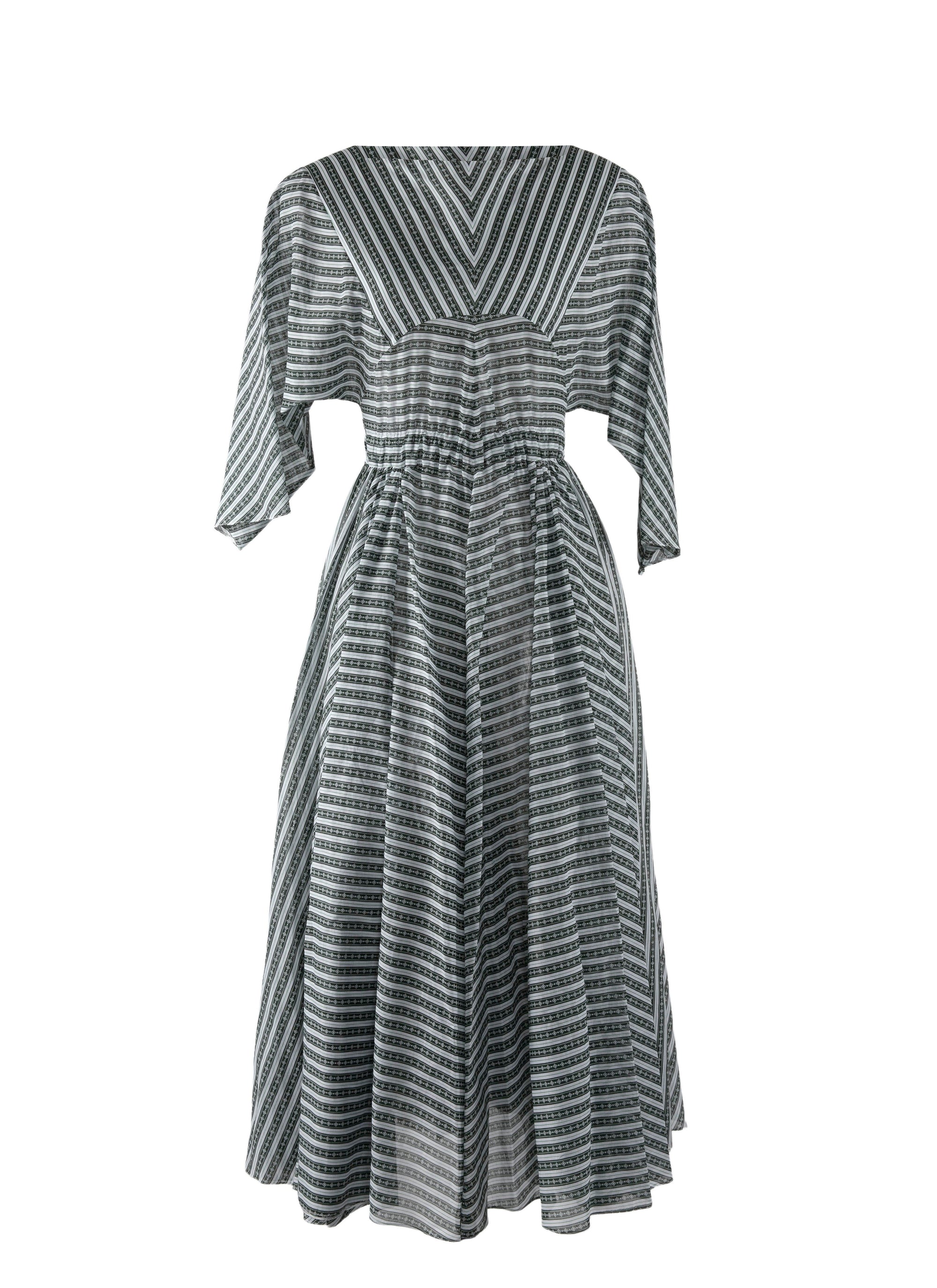 Boudoir 3/4 sleeve dress - White & Green