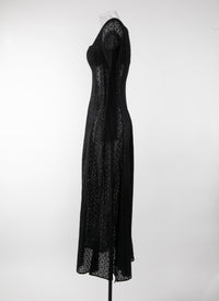 Long-sleeved embroidered dress - Black