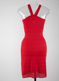 Sleeveless Brocart knitted dress - Scarlet