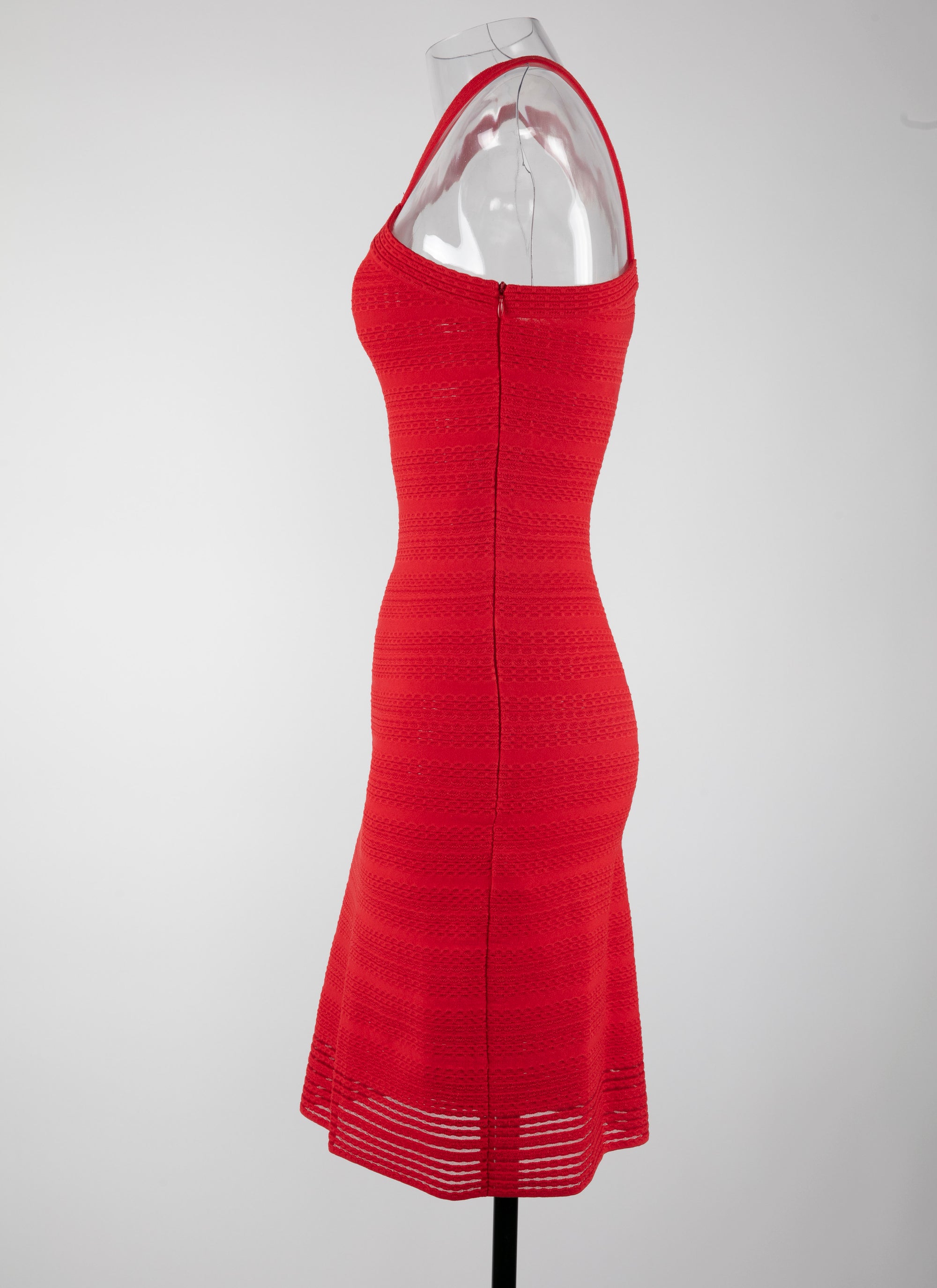Sleeveless Brocart knitted dress - Scarlet