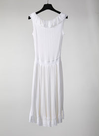 Mesh Falbalas sleeveless dress - White