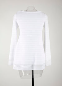Pull à manches longues Brocart en maille - Blanc