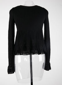 Long sleeve knitted Falbalas jumper - Black