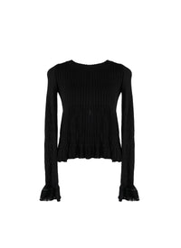 Long sleeve knitted Falbalas jumper - Black