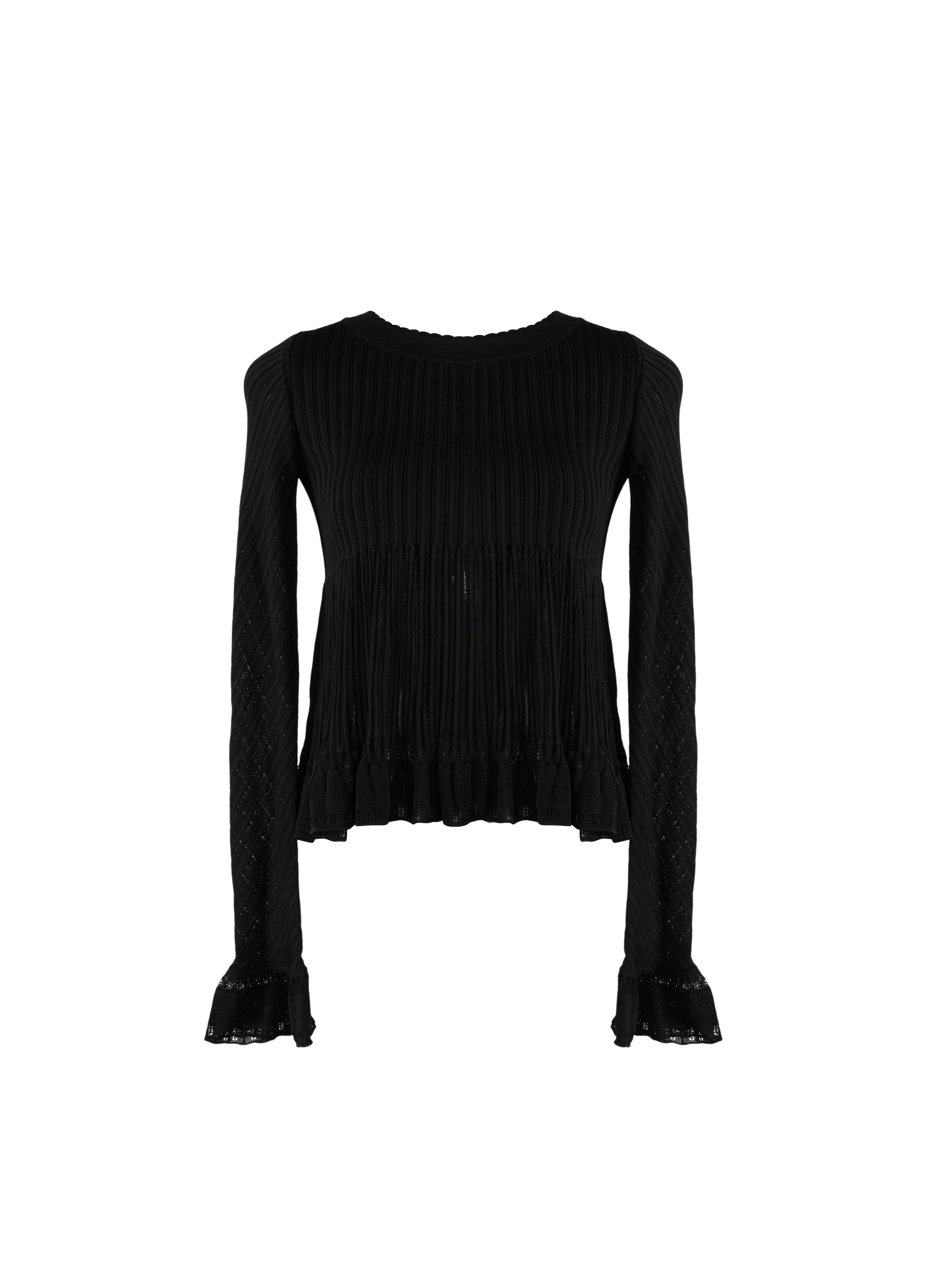 Long sleeve knitted Falbalas jumper - Black