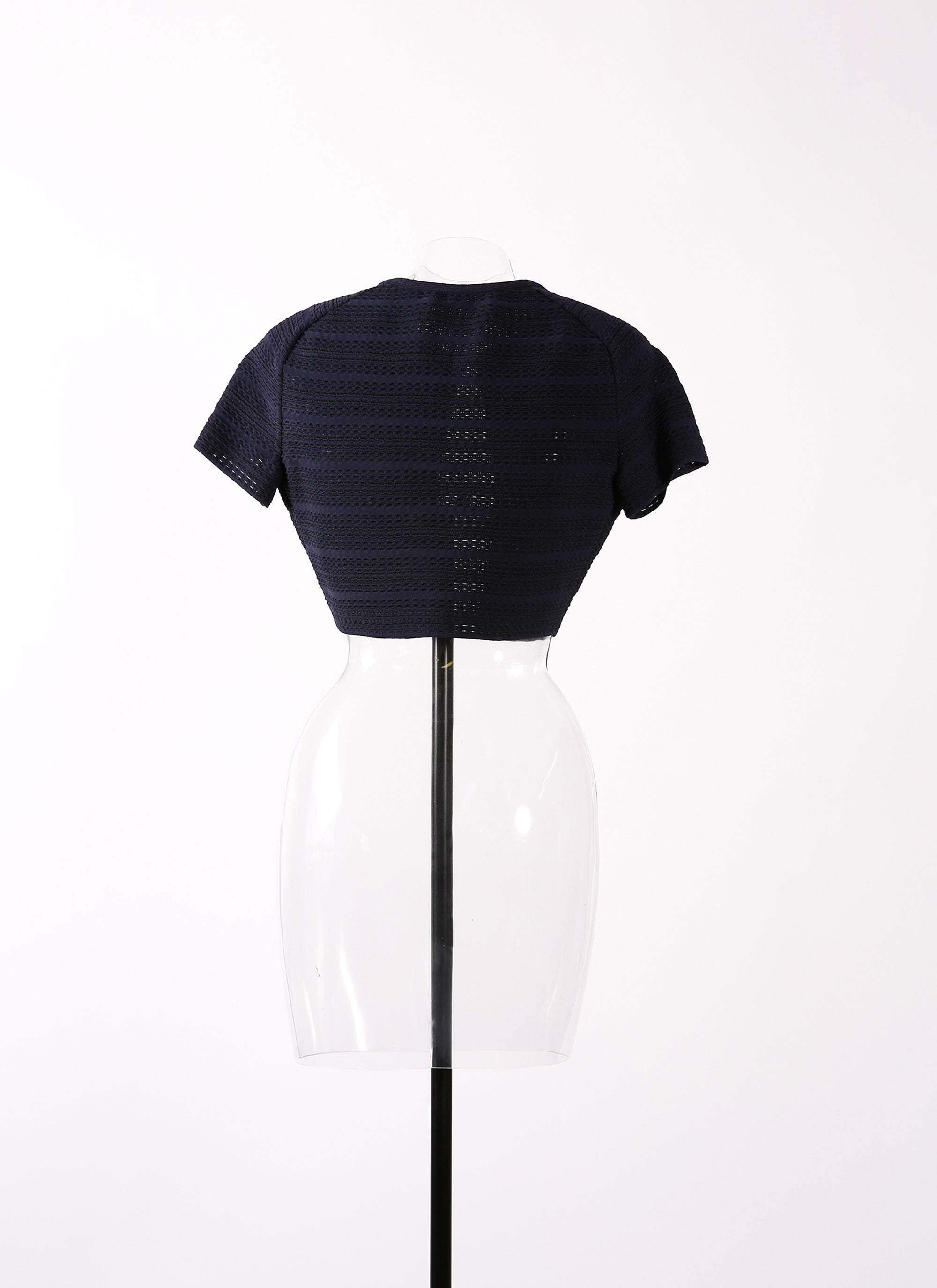 Brocade knitted short sleeve cardigan - Night