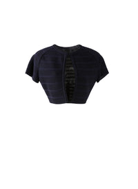 Brocade knitted short sleeve cardigan - Night