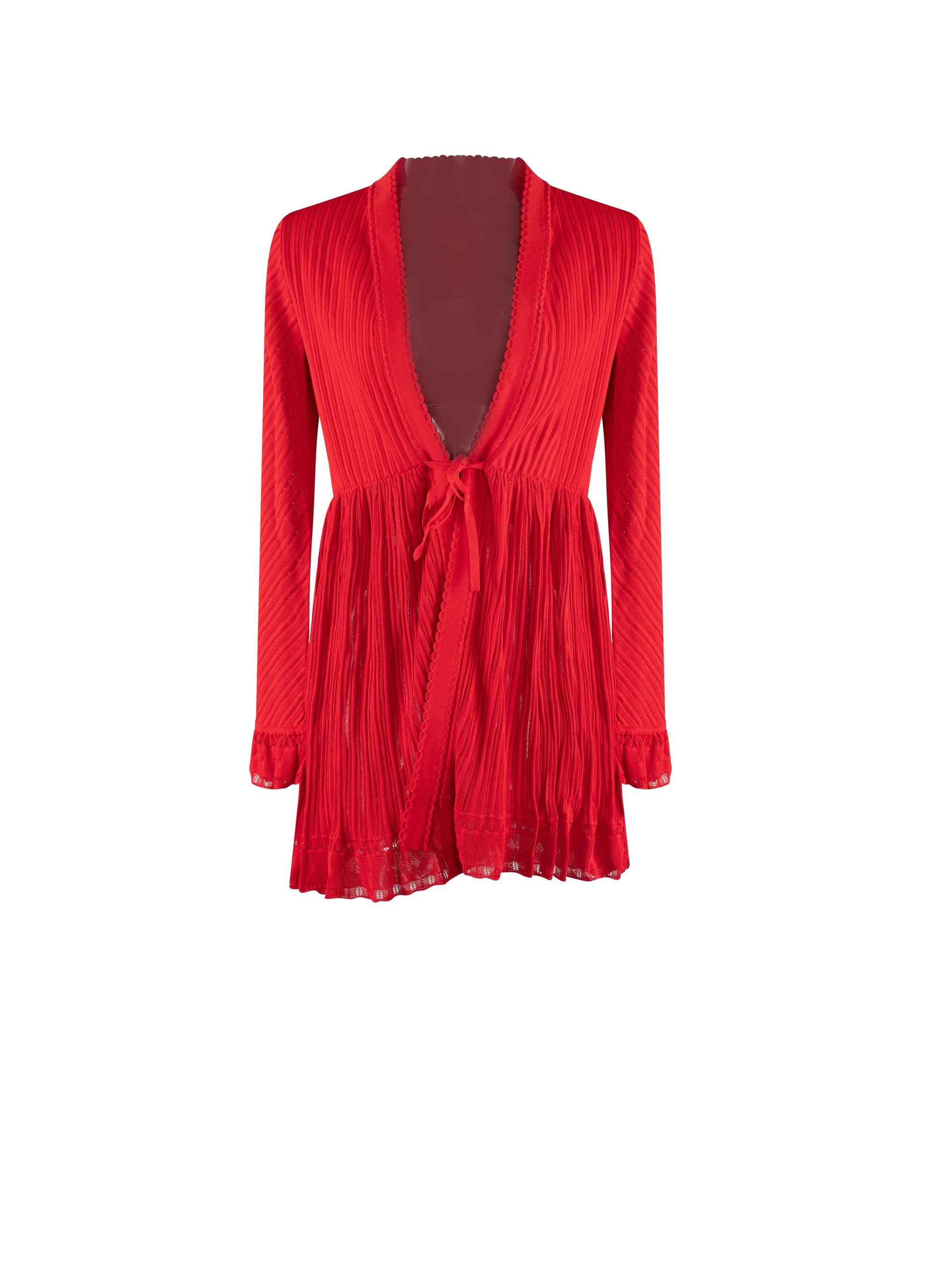 Cardigan à manches longues Falbalas en maille - Ecarlate