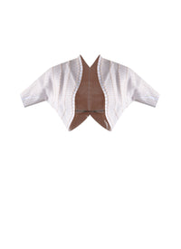 Pagoda knitted short-sleeved bolero - White & Flesh
