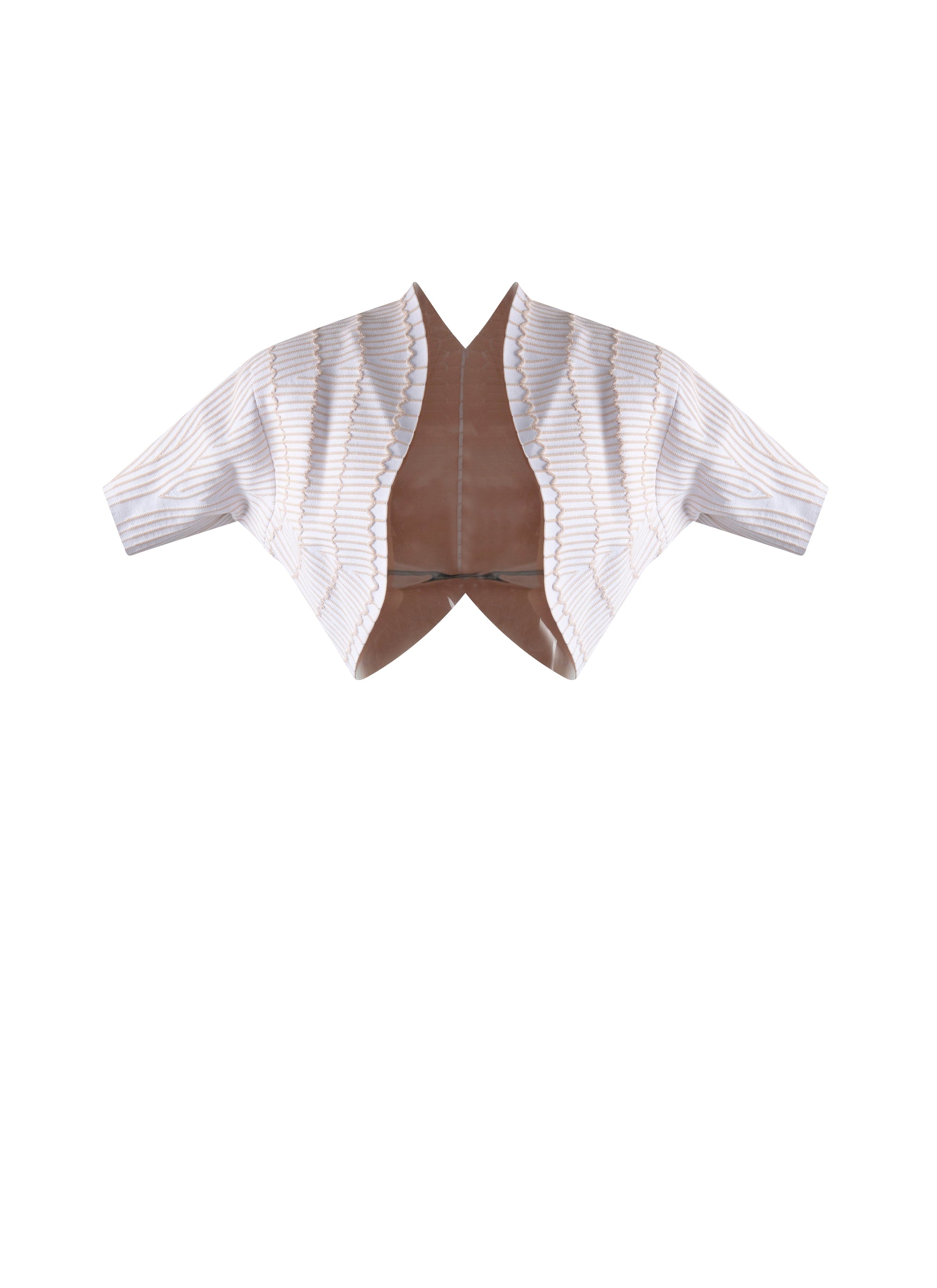 Pagoda knitted short-sleeved bolero - White & Flesh